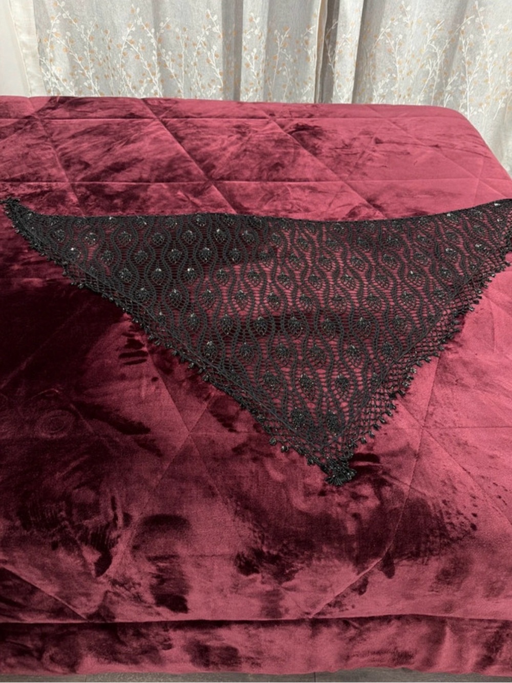 Black Lace Triangle Scarf Shawl - Women's Intimates Accent/ Black Shawl